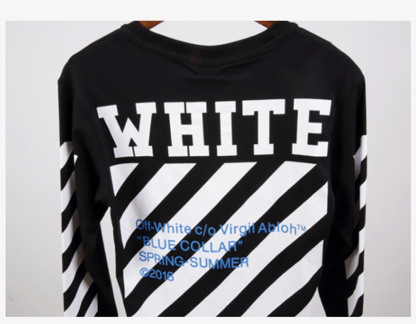 Graphic Black And White Sleeve Stripe Long Tee Black - Off White Long Sleeve Black, transparent png #2657566