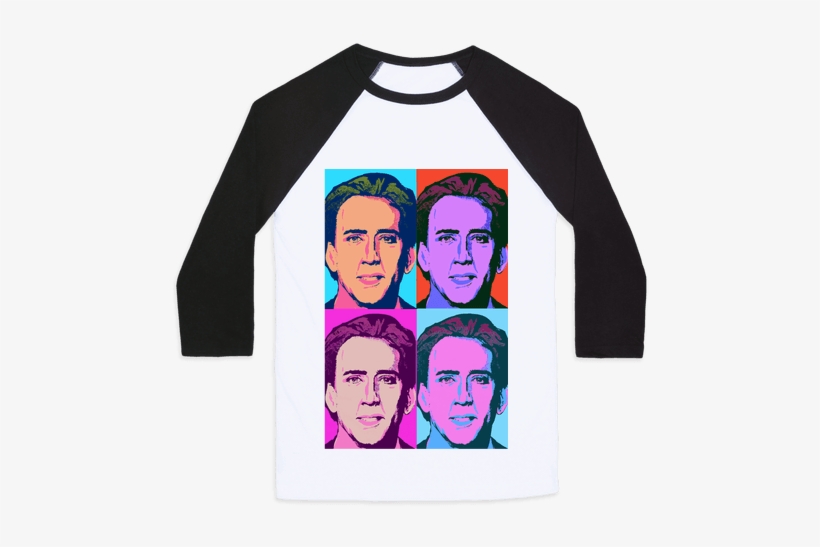 Nicholas Cage Pop Art Parody Baseball Tee - Spoopy And Creppy Shirts, transparent png #2658813