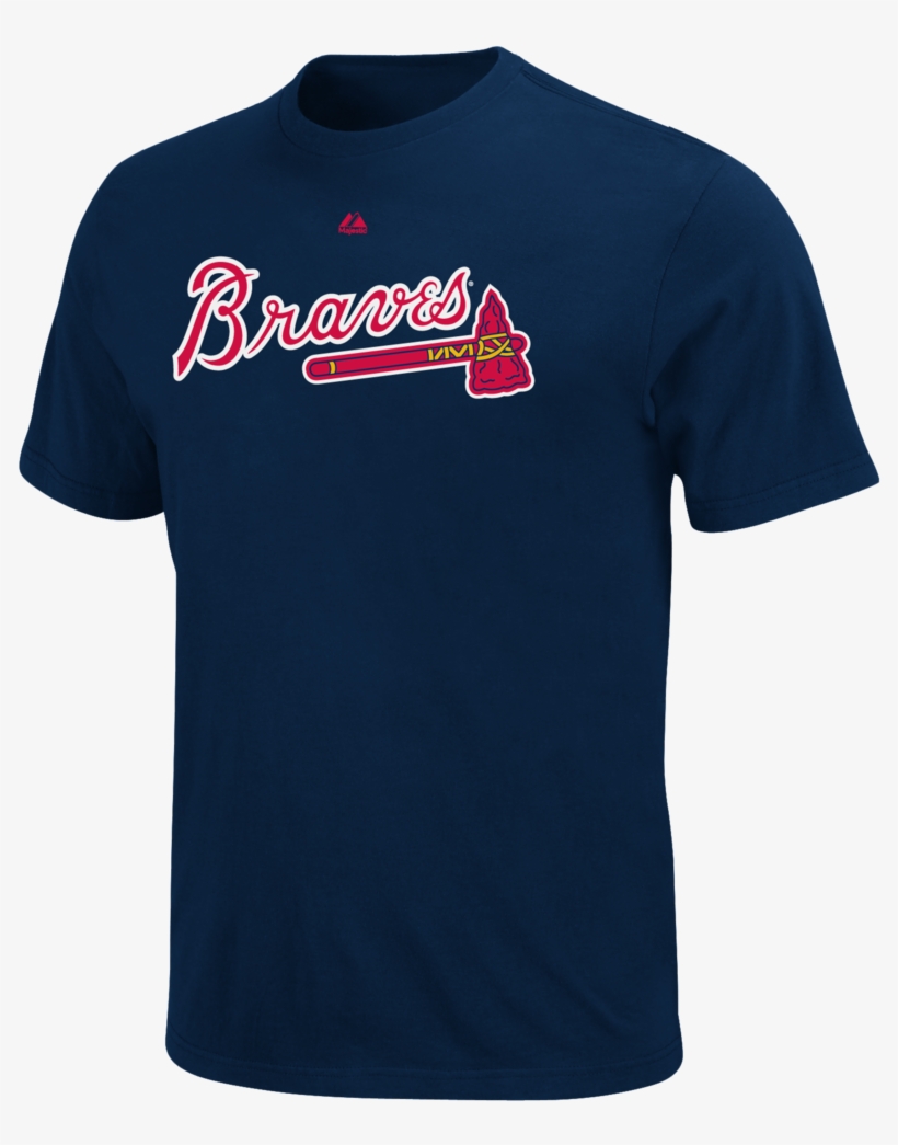 Atlanta Braves Majestic Navy Men's Wordmark T-shirt - Ball Bowling Braves Bowling Ball, transparent png #2661754