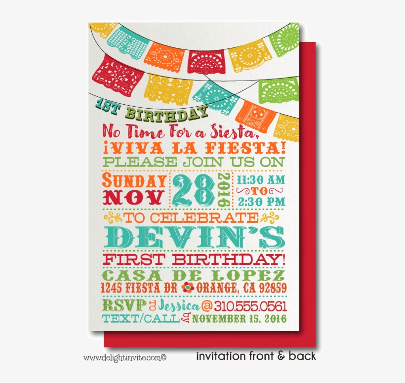 Mexican Fiesta 1st Birthday Invitations - Victory Lap, transparent png #2663596