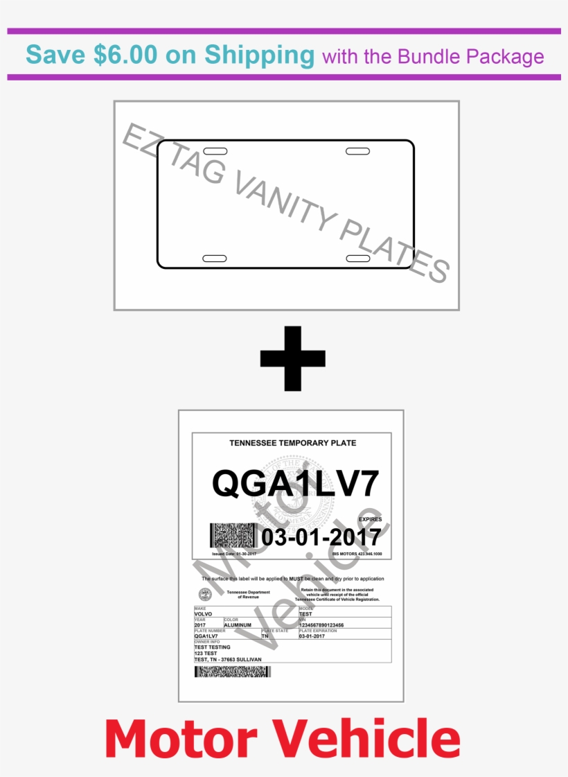 Ez Tag Motor Vehicle Paper And Vanity Plates, transparent png #2665811