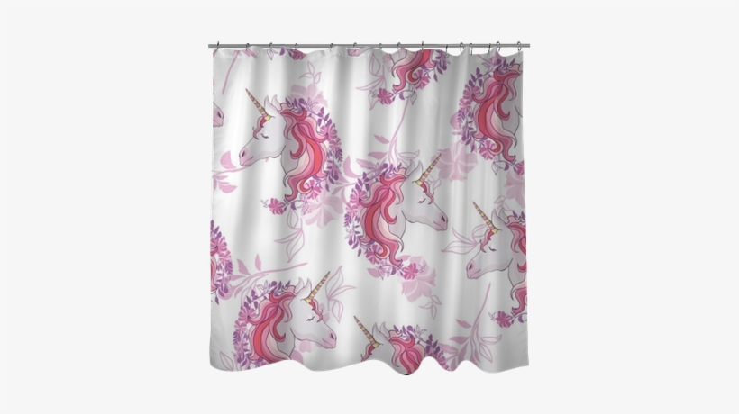 Unicorn And Rainbow Seamless Pattern Isolated On White - Drawing, transparent png #2666232