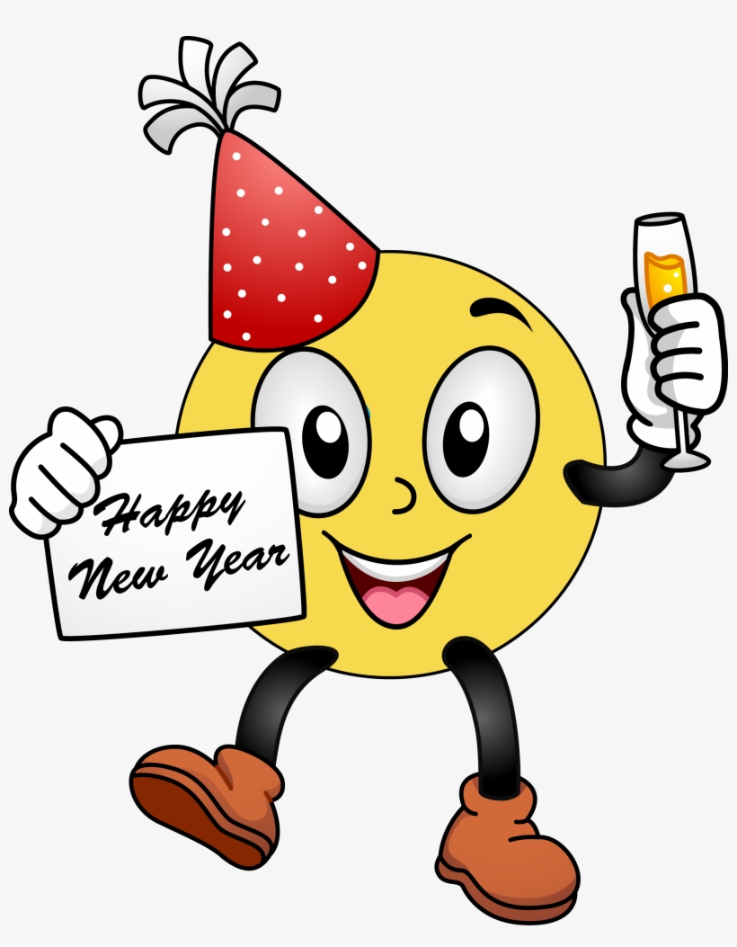 Happy New Year Smiley Face Clip Art Clipart Free Clipart - Happy New Year 2018 Emoji, transparent png #2666751