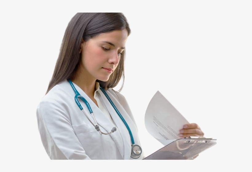 Doctor Png - Female Doctor Looking At Clipboard, transparent png #2667163