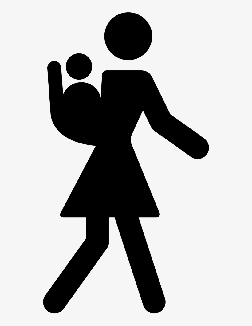 Mother Walking With Baby At Her Back Comments - Baby And Mom Wolking Png, transparent png #2668208