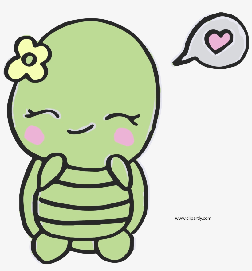 Sweet And Cute Turtle Easy Png Clipart - Easy Cute Drawings For Kids, transparent png #2670085