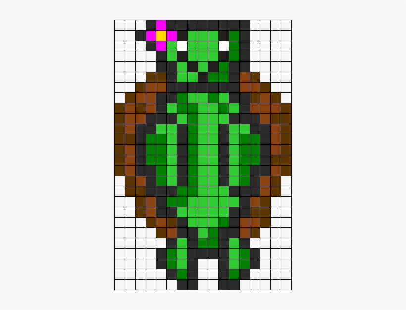 Cute Turtle Facing Upside Down Perler Bead Pattern - Pattern, transparent png #2670590