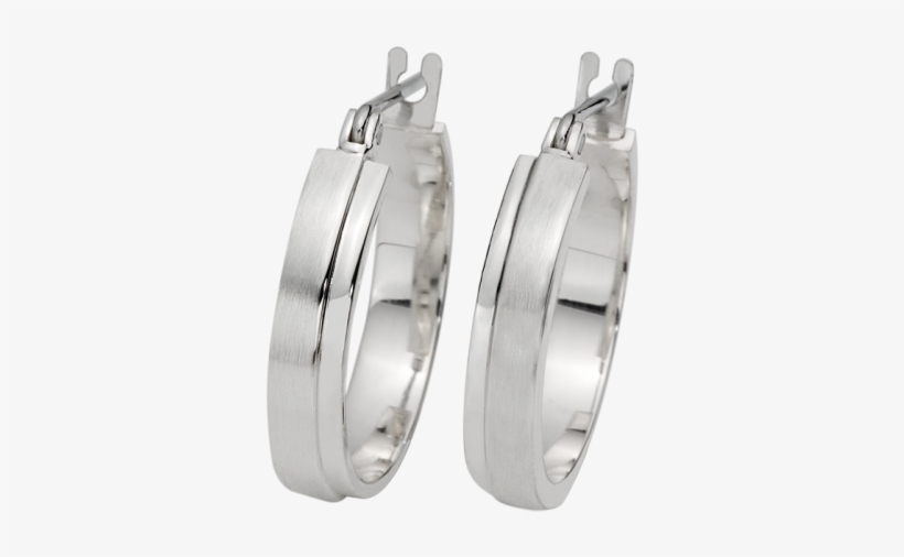 Sterling Silver Hoop Earrings - Platinum, transparent png #2671197