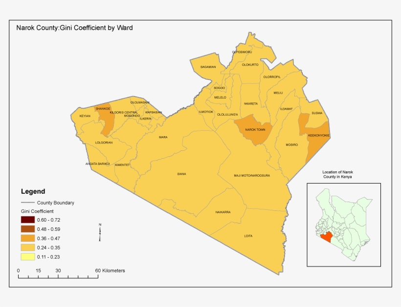 Narokcounty Ginicoefficient - Narok County Map, transparent png #2671354