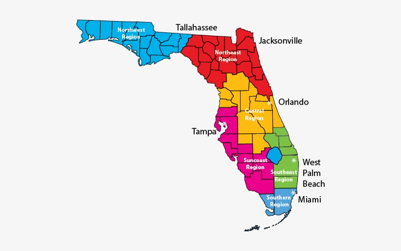 Apd Regional Map - Six Regions Of Florida, transparent png #2671439