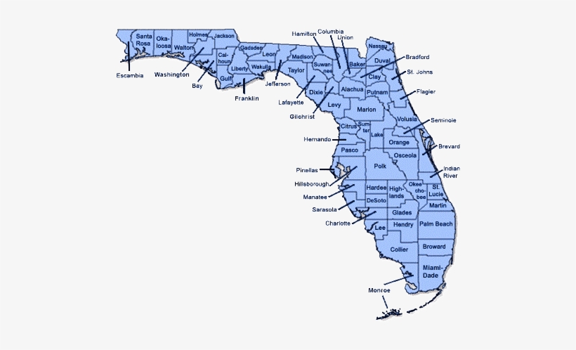 State Of Florida County Map - State Of Florida By Counties, transparent png #2671445