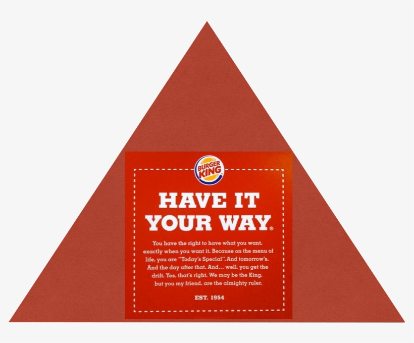 Keller's Pyramid For Burger King - Burger King Have It Your, transparent png #2671578