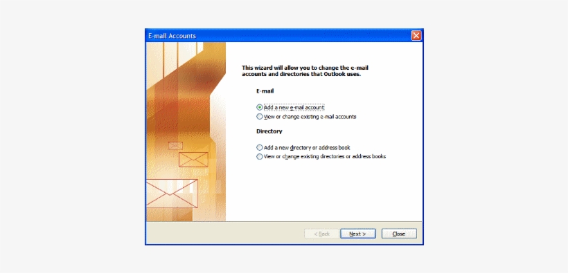 In The Server Type Step Of Outlook's Startup Wizard, - Outlook 2003, transparent png #2671621