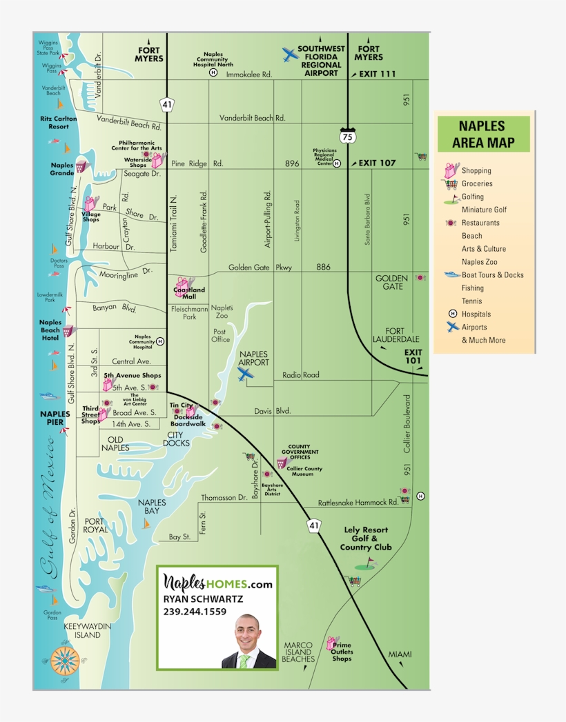 Map Of Naples, Florida - Map Of Naples Florida Neighborhoods, transparent png #2672008