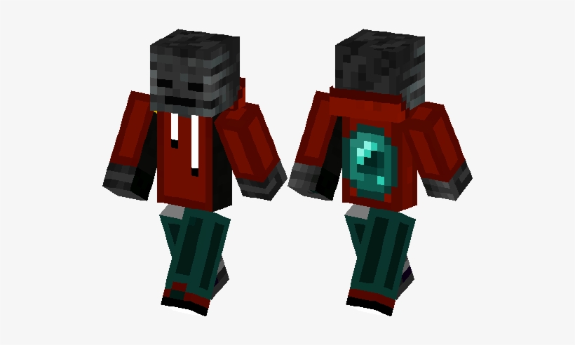 Wither Skeleton Guy With Ender Pearl Cape - Herobrine Zombie Minecraft Skin, transparent png #2673736