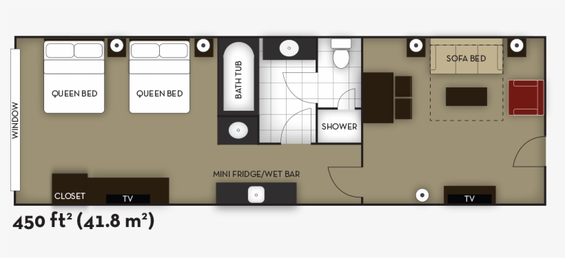Floor Plan - Embassy Suites Room Floor Plan, transparent png #2675438