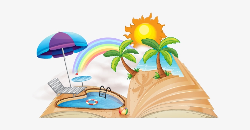 Beach Clipart Read - Summer Vacation Homework Cover Page, transparent png #2677407