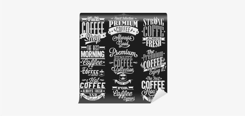 Set Of Vintage Retro Coffee Labels On Chalkboard Wall - (アートパネル)art Panel Invisible Studio Vintage Retro Coffee, transparent png #2677505