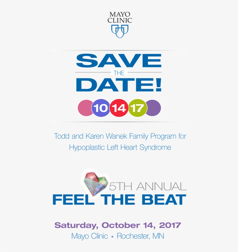 Save The Date For Feel The Beat 2017 - Mayo Clinic, transparent png #2679353