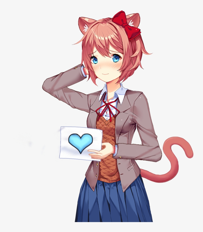 Edited - Doki Doki Literature Club Sayori Neko, transparent png #2683229