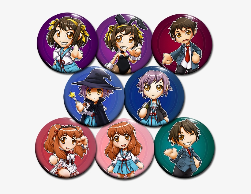 The Melancholy Of Haruhi Suzumiya Button Set Larger - Melancholy Of Haruhi Suzumiya, transparent png #2687559