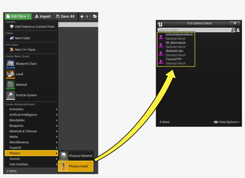 By Creating A Physics Asset Using The Content Browser - Portable Network Graphics, transparent png #2688642