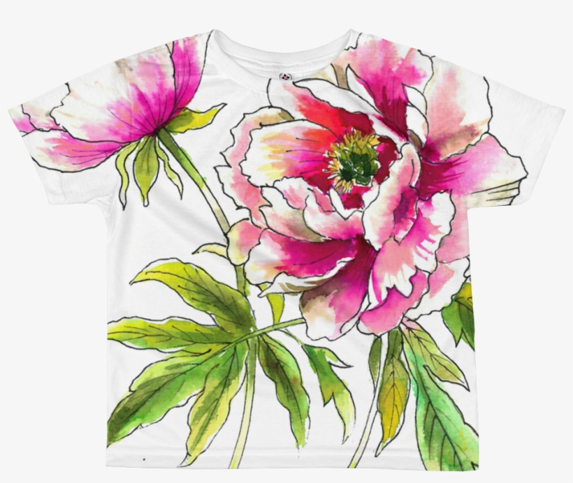 Peony Flowers Kids Sublimation T-shirt - T-shirt, transparent png #2690537