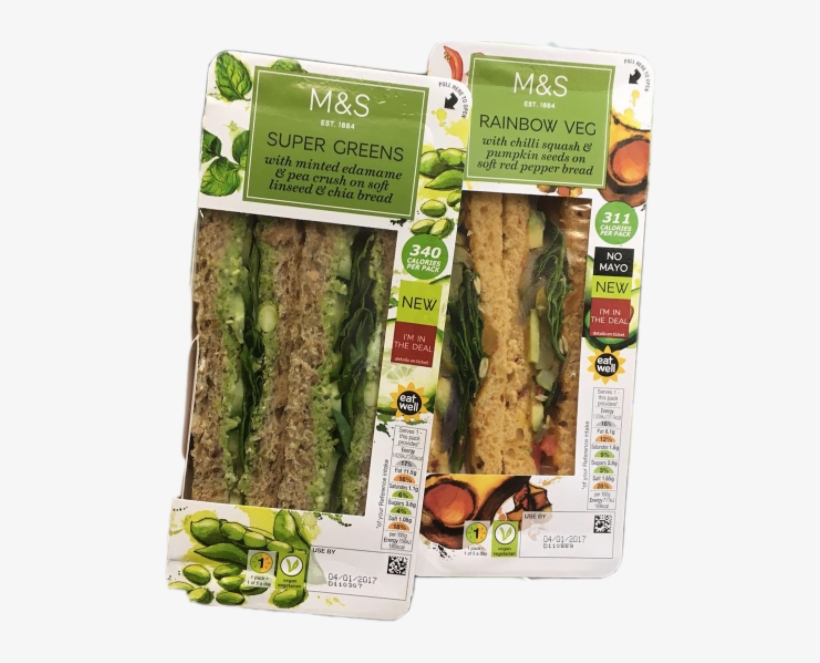 “super Greens” & “rainbow Veg” - Marks And Spencer Vegan Sandwiches, transparent png #2691532
