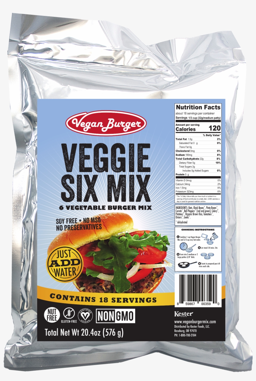 Veggie Six - Vegan Burger Burger Mix, Veggie Six Mix - 10.2 Oz, transparent png #2692796