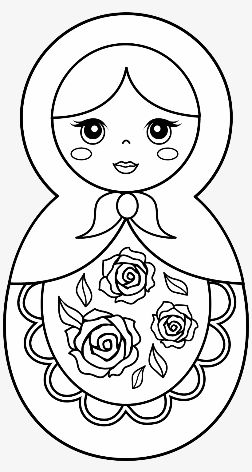 Clip Download Flute Clipart Colouring Page - Russian Doll Coloring Page, transparent png #2693831