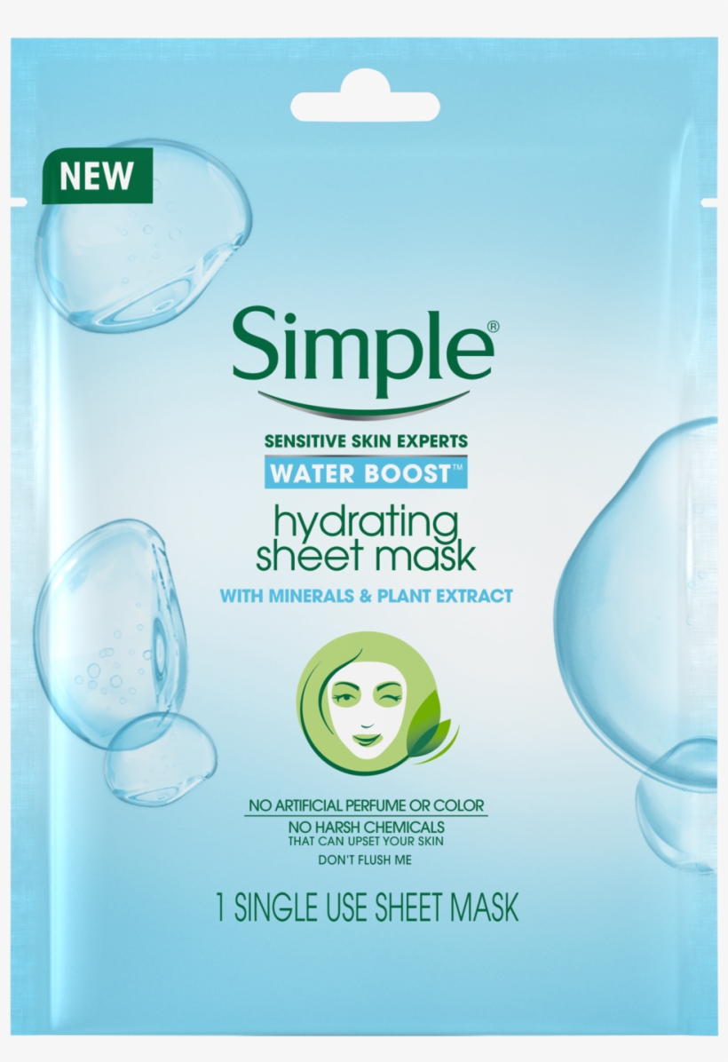 Simple Water Boost Hydrating Sheet Mask - Simple Water Boost Hydrating Gel Cream 50ml, transparent png #2697015
