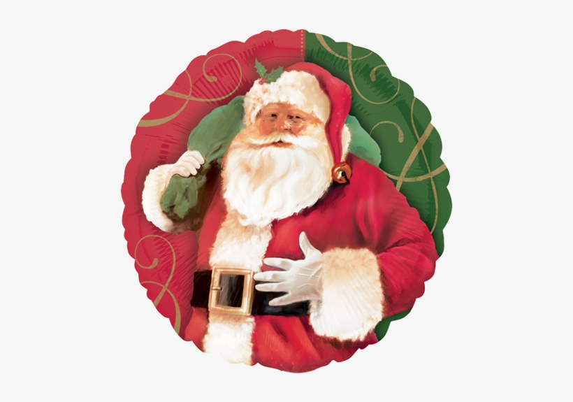 18" Traditional Father Christmas Foil Balloon - Amscan Santa Claus Balloon - 18 Inch Foil, transparent png #2698137