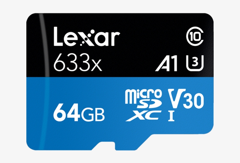 Lexar 633x 64gb Microsdxc Micro Sd Sdxc Uhs-i C10 U3 - Lexar 64gb Microsdxc Class 10 Memory Card, transparent png #2699037