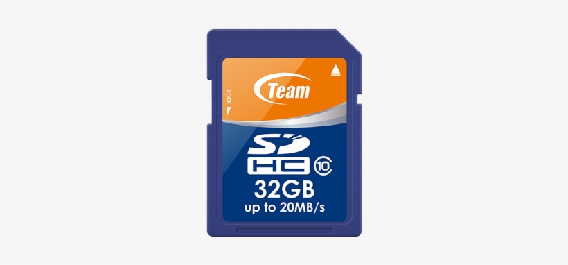 Team 32gb Sd Hc Memory Card - Memory Card, transparent png #2699145
