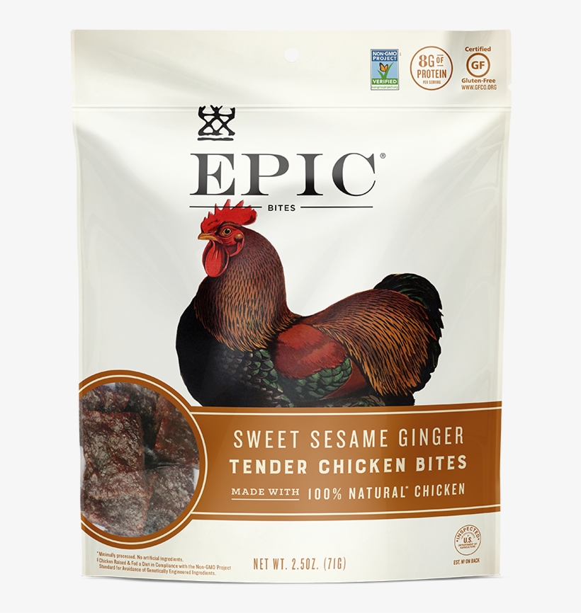 Epic Bites Are Better For You, Shareable, Snacks That - Epic - Tender Chicken Bites Sweet Sesame Ginger - 2.5, transparent png #2699265