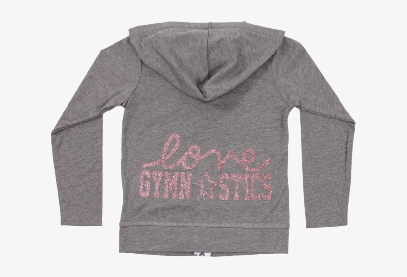 Gray Love Gymnastics Zip Up Jersey Hoodie - Sweatshirt, transparent png #271018