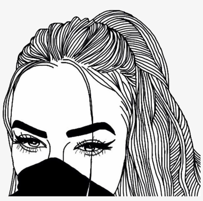 Eyes Tumblr Drawing At Getdrawings - Outline Girl, transparent png #271469