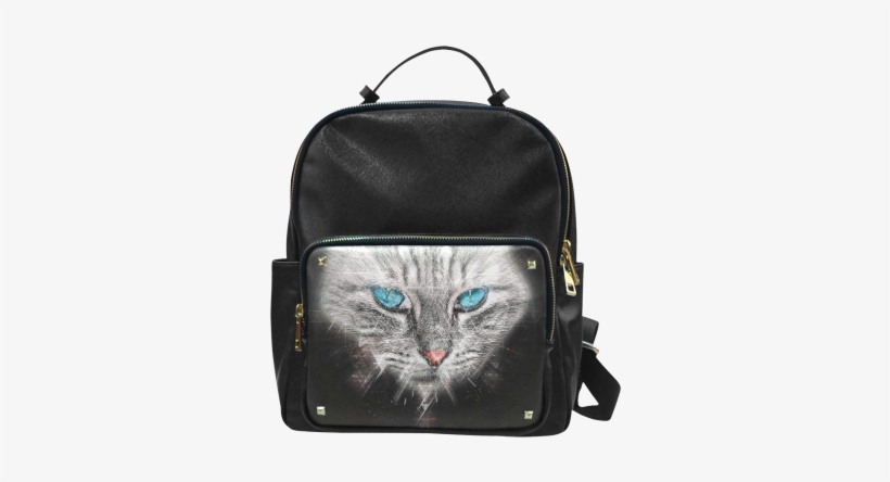 Silver Abstract Cat Face With Blue Eyes Campus Backpack/small - Maleficent Leisure Backpack Bag School Bag (big), transparent png #274379
