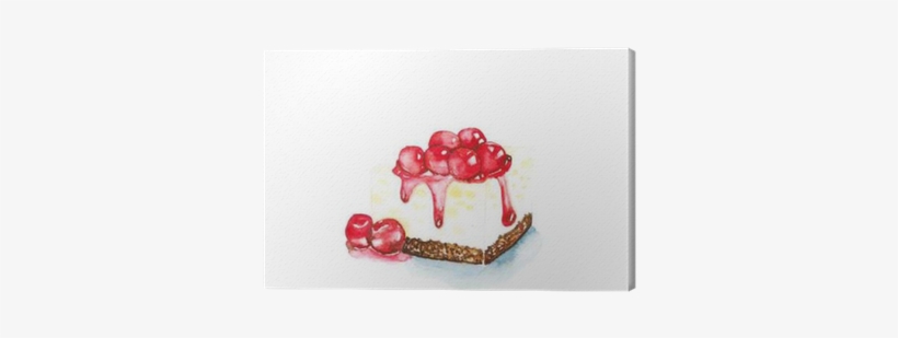 Cherry Cheesecake Watercolor Painting On White Background - Watercolor Painting, transparent png #274738