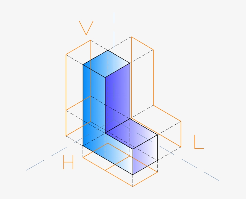 Isometric Projections Of An L Shape - Isometric View In L, transparent png #276026