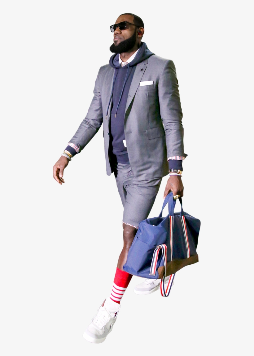 Lebron James In Blue-grey Short Suit - Lebron James And Thom Browne, transparent png #277070