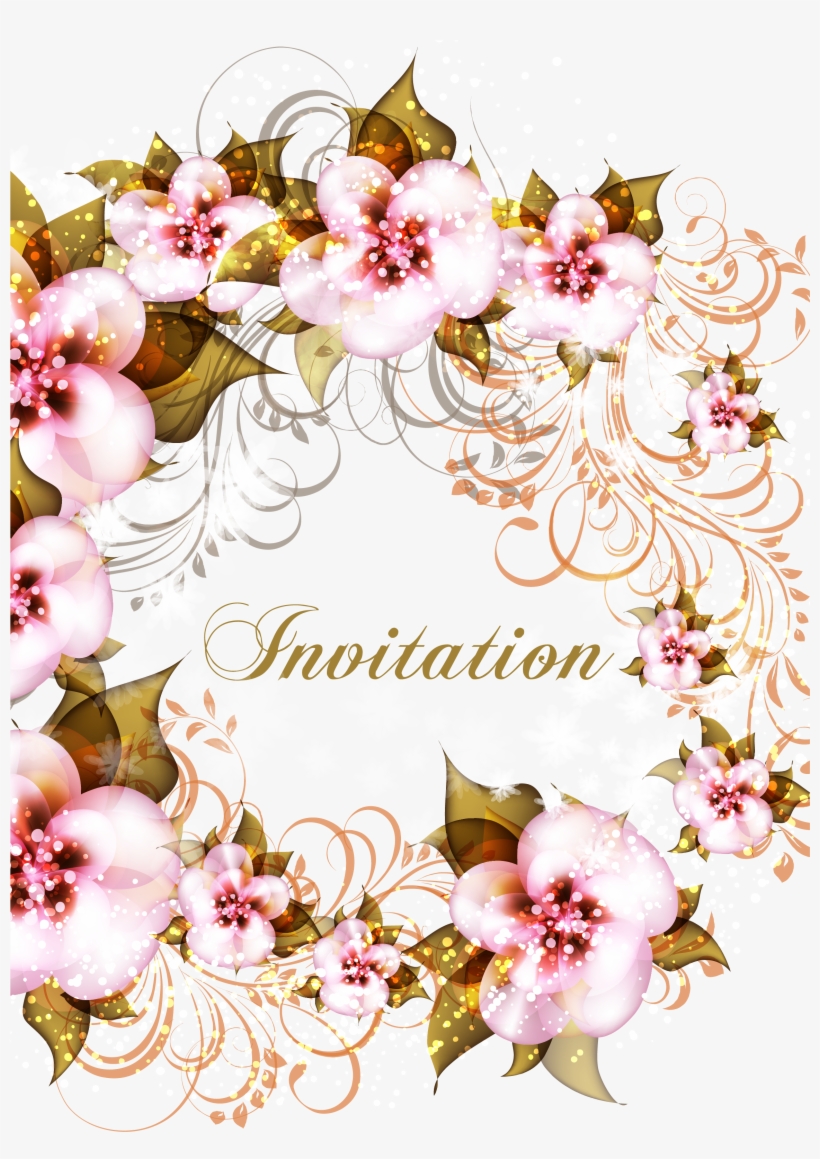 Image Royalty Free Download Flower Pink Floral Invitations - Wedding Invitation Card, transparent png #277257