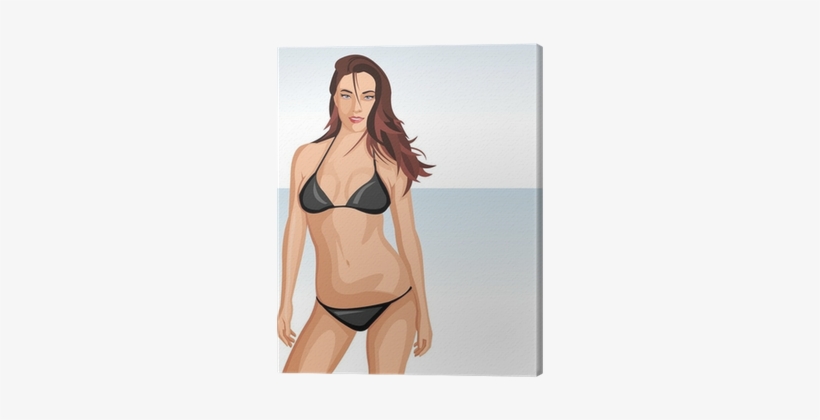 Sexy Girl Posing On A Beach - H En M Bikini Zwart, transparent png #279103