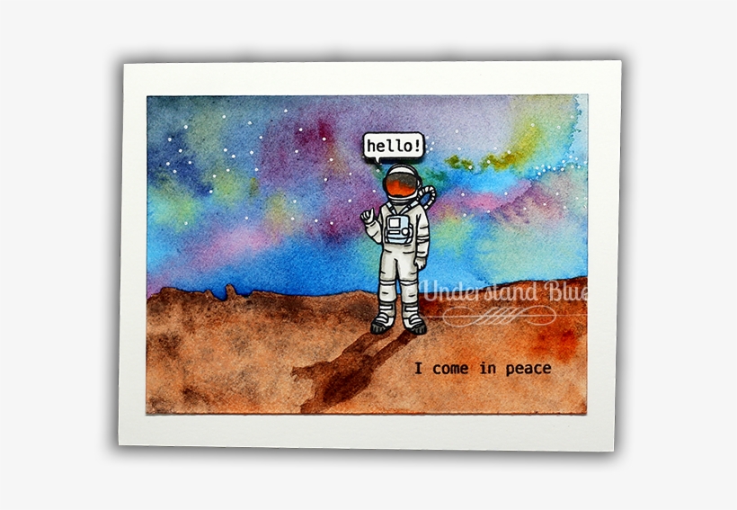 Added My Astronaut And Had A Fun Little Scene I Love - Watercolor Painting, transparent png #279993