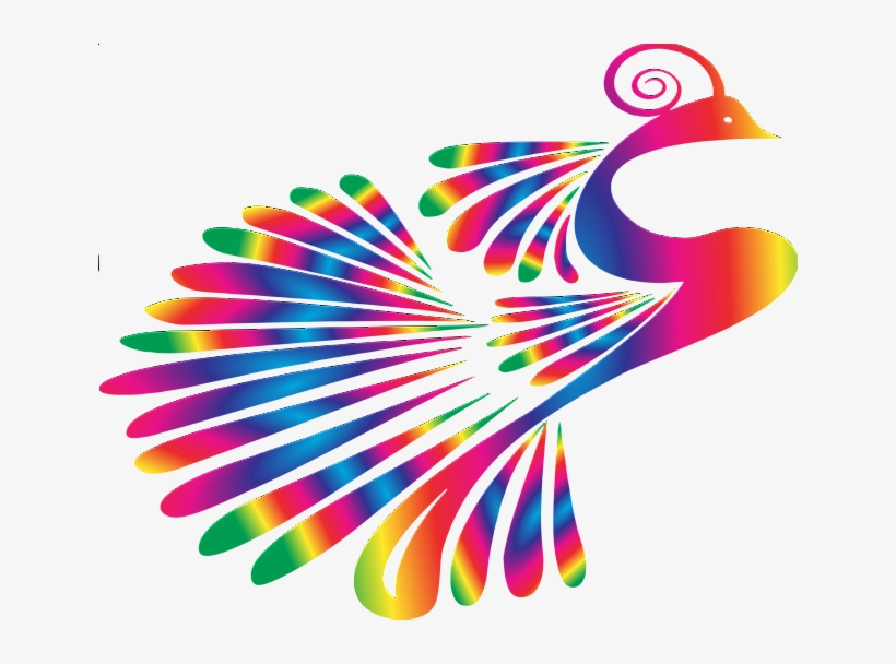 Cropped Stylized Peacock Colorful Clipart - Black And White Peacock Silhouette Clip Art, transparent png #2700396