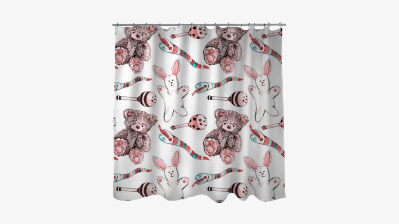Plush Toys Pattern, Hand Painted Watercolor Illustration - Bed Skirt, transparent png #2700453