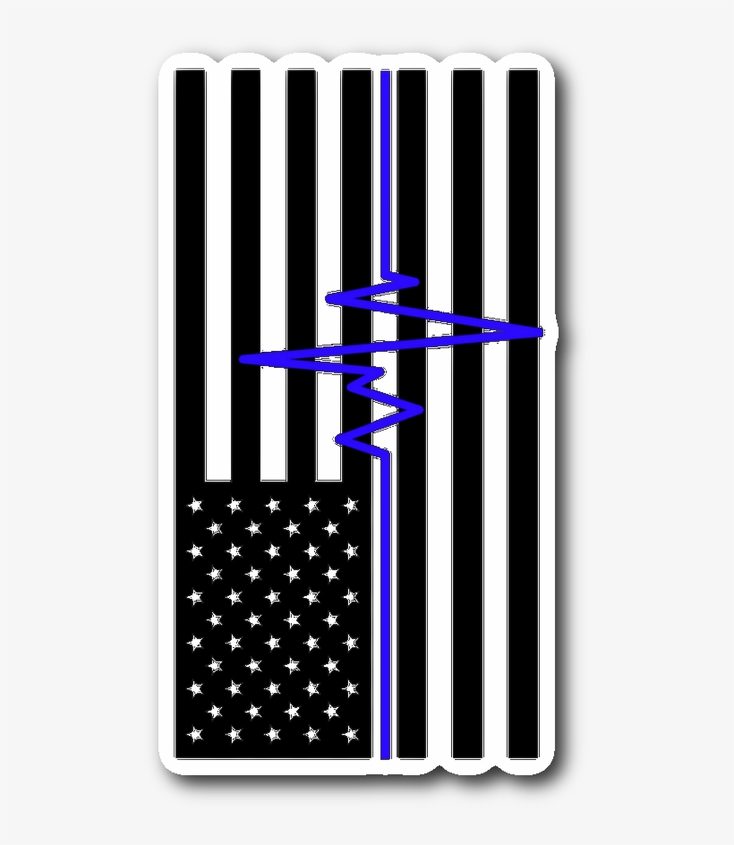 Blue Ekg Thin Blue Line Flag Sticker - Wabasha, transparent png #2701545