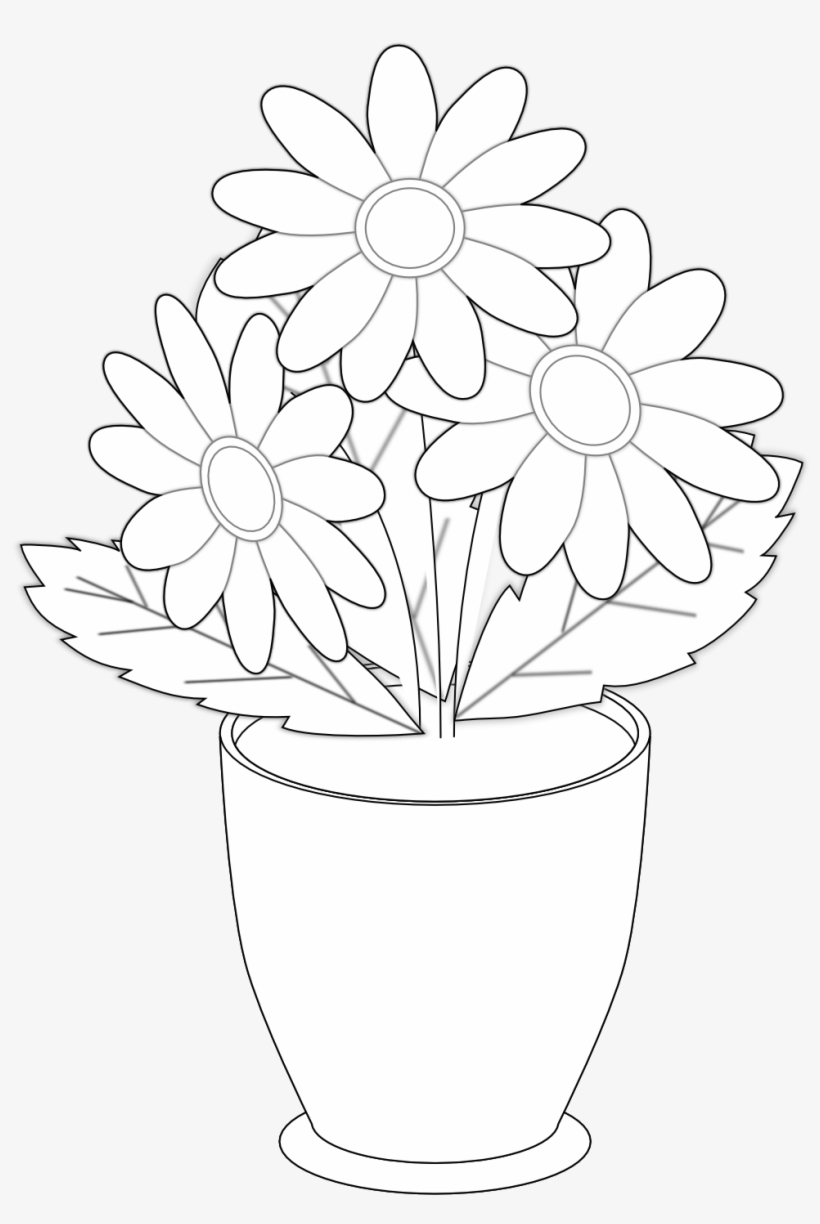 Daisy S Vase Black White Flower Shrub Xochi - Black And White Daisy Painting, transparent png #2703630
