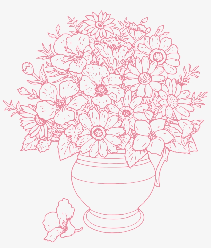 Flowers,vase,flower Vector Graphics,free - Bunch Of Flowers Outline, transparent png #2703773