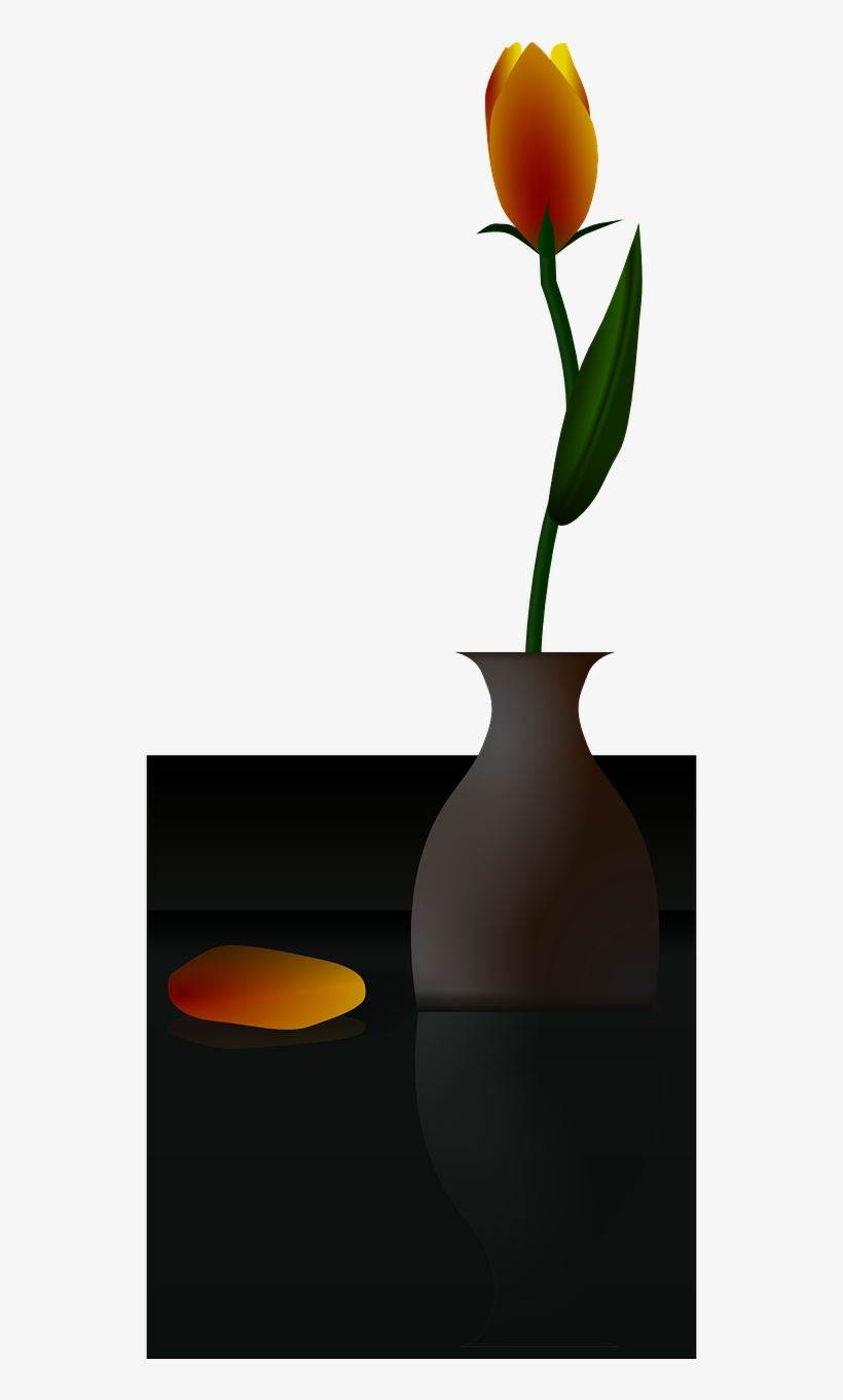Flower Leaf,stem,black Background - Vázás Virág Png Transparent, transparent png #2703901